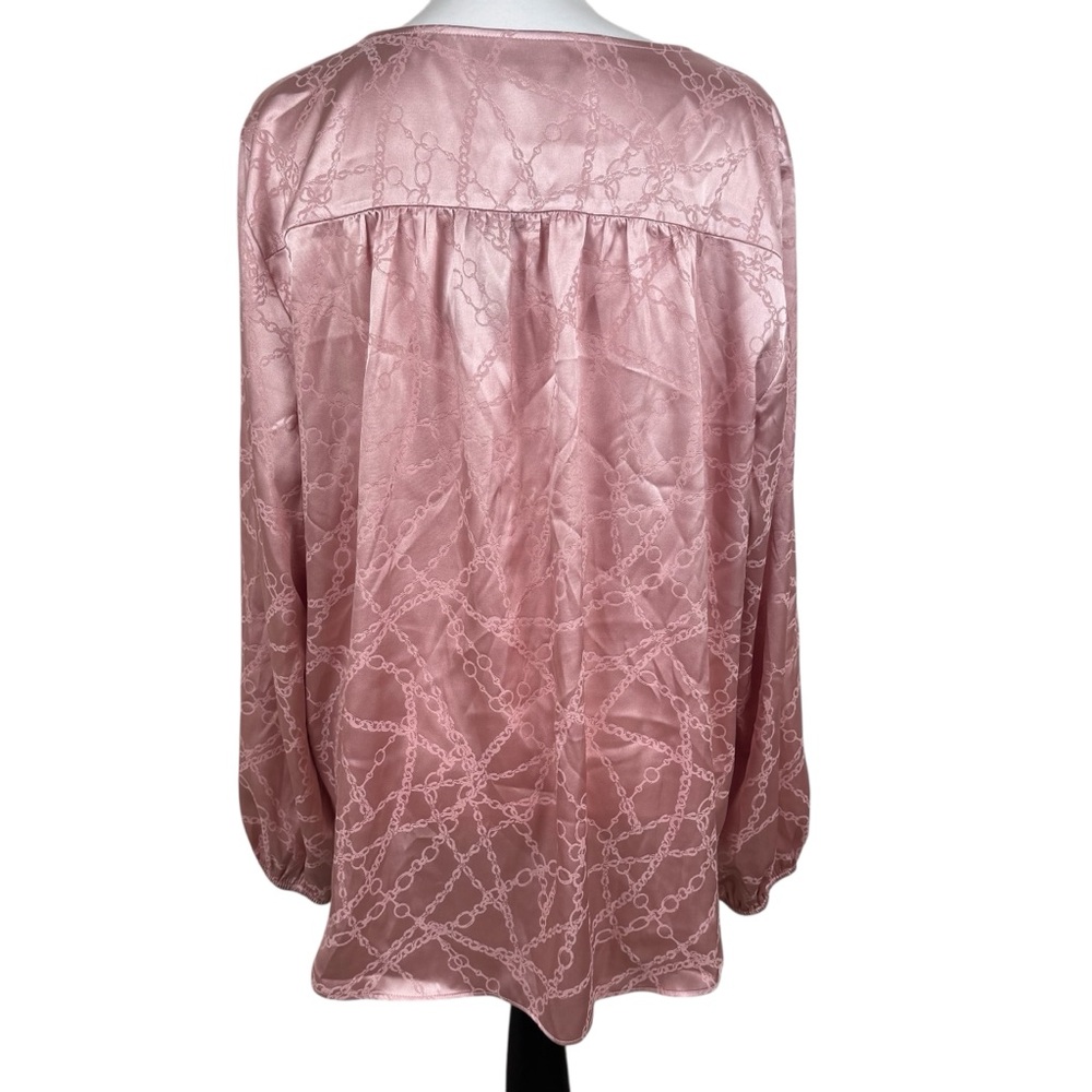 NWT INC International Concepts Pale Mauve Chain Satin Long Sleeve Blouse Top XL - Picture 5 of 10